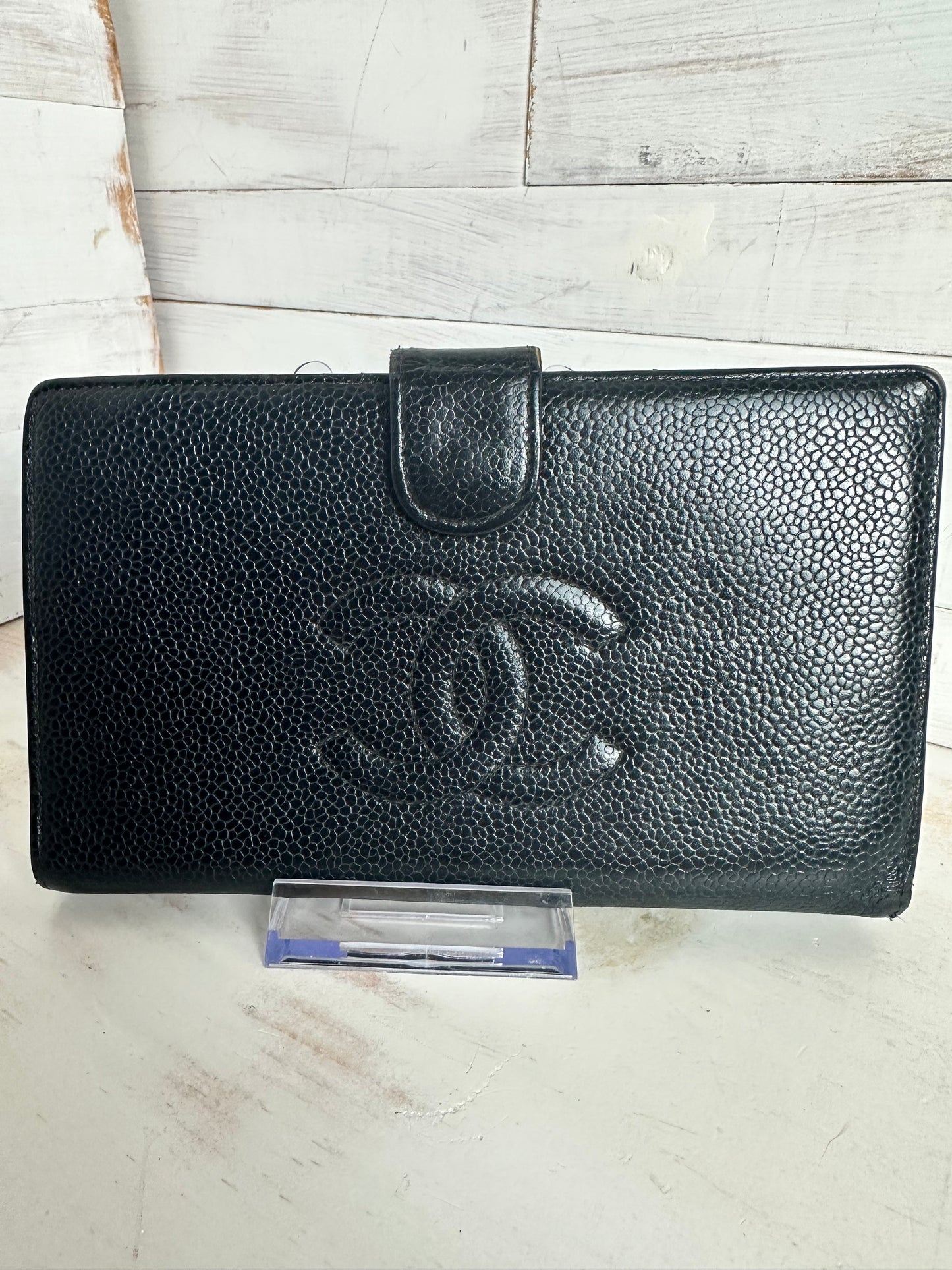 Chanel Caviar Black Leather CC French Long Wallet