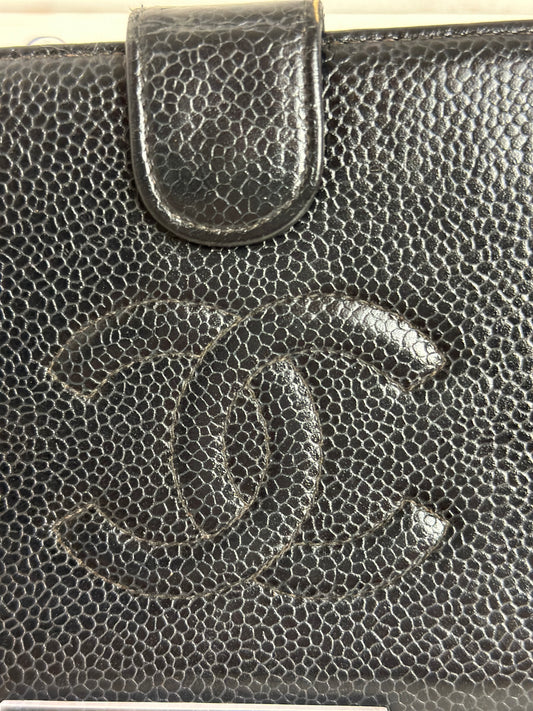 Chanel Caviar Black Leather CC French Long Wallet