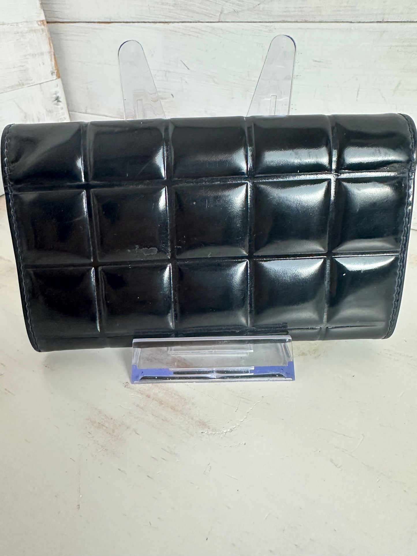 Chanel VINTAGE Patent Black Leather Chocolate Bar Wallet