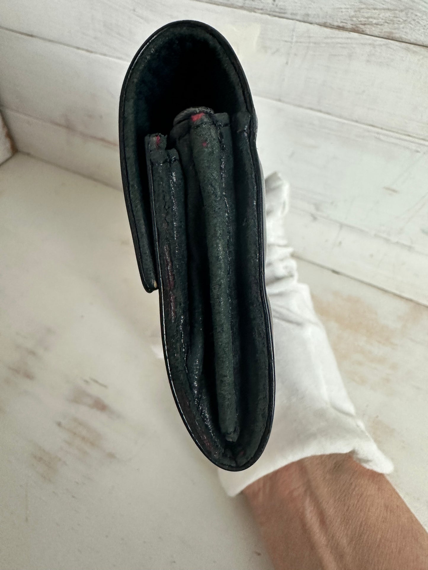 Chanel VINTAGE Patent Black Leather Chocolate Bar Wallet
