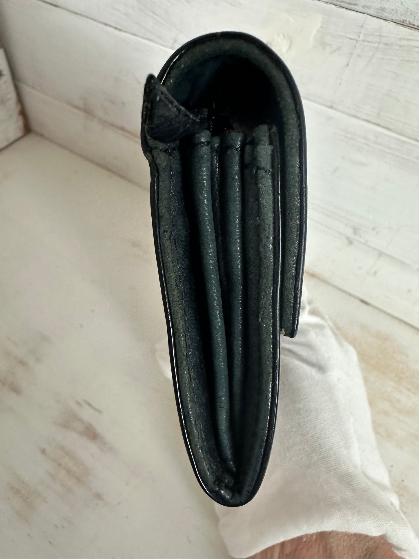 Chanel VINTAGE Patent Black Leather Chocolate Bar Wallet