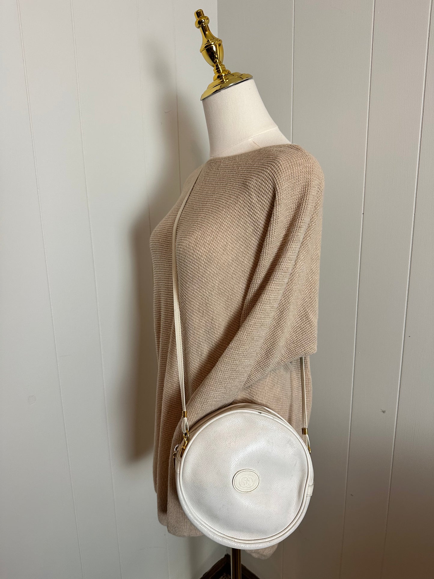 Gucci RARE Vintage Canteen White Leather Shoulder/Crossbody