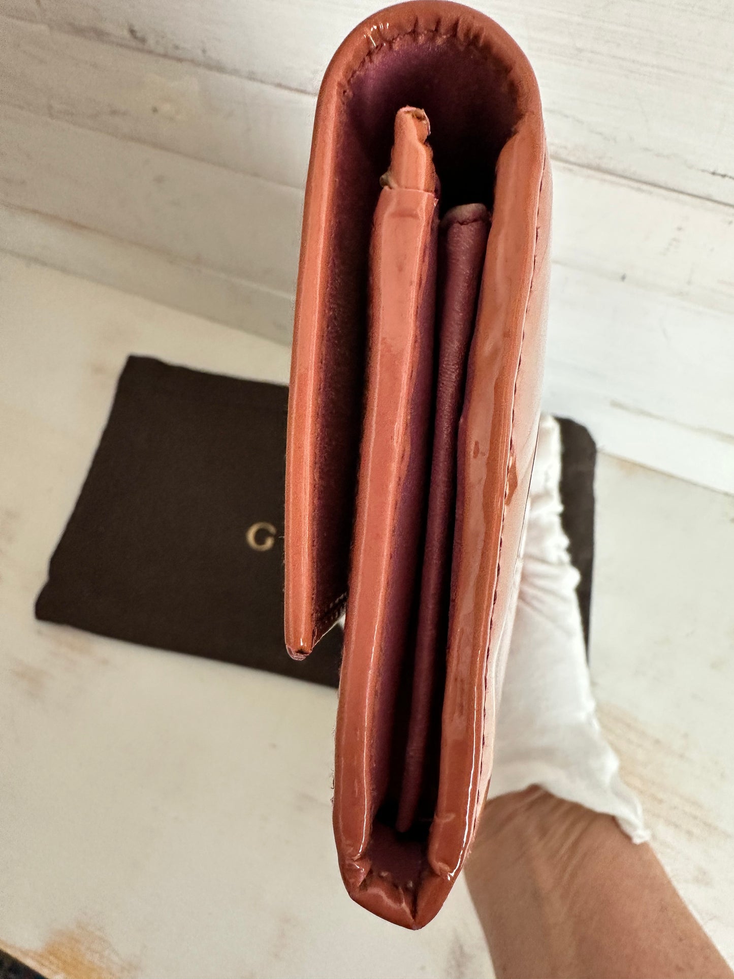 Gucci Pink Patent Leather Long Wallet