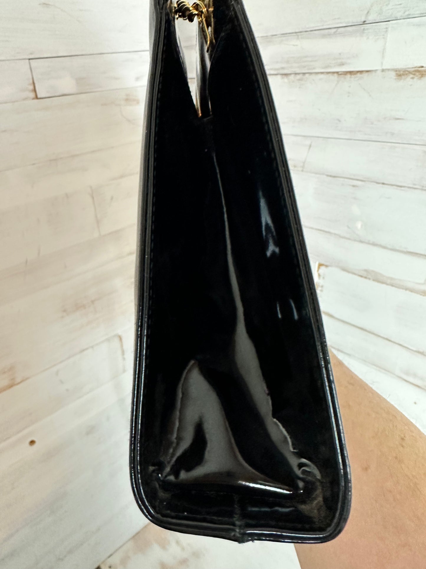 Salvatore Ferragamo Diana Crossbody/Clutch Black Patent Leather
