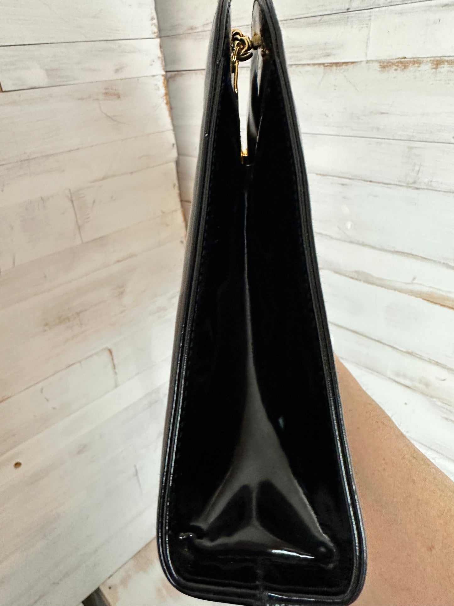 Salvatore Ferragamo Diana Crossbody/Clutch Black Patent Leather