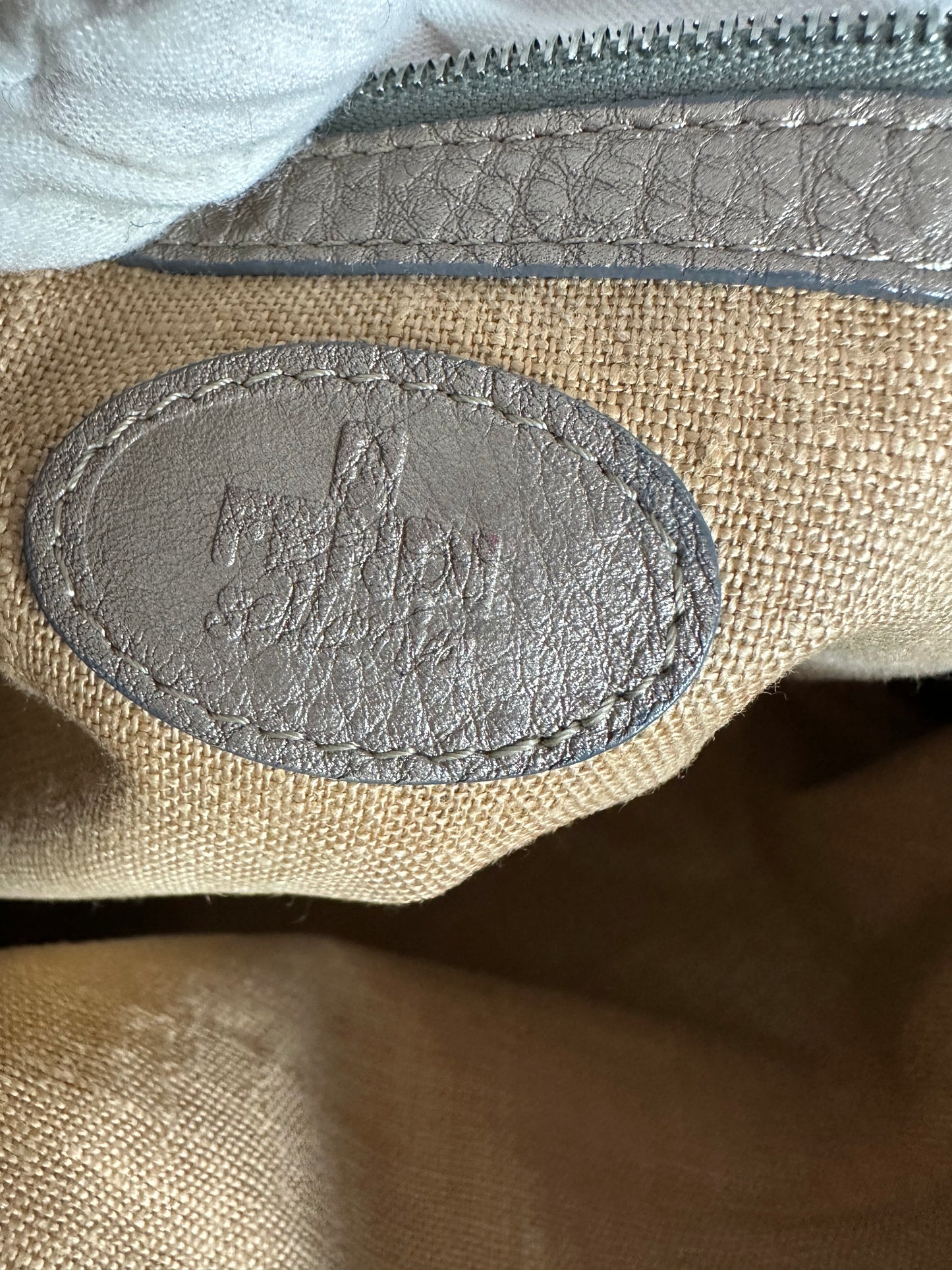 Fendi Romano Selleria Messenger Gray Shimmer Shoulder/Crossbody