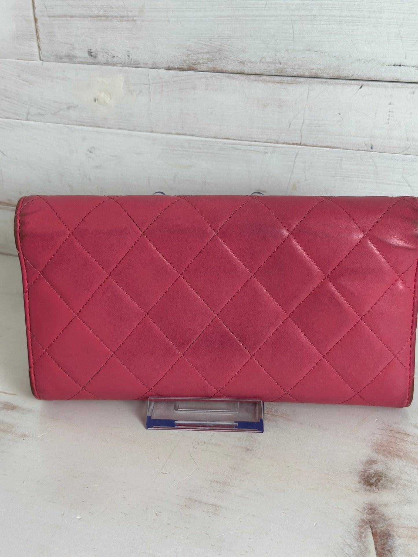Chanel Matelasse Pink Lambskin Long Wallet Snap Closure CC