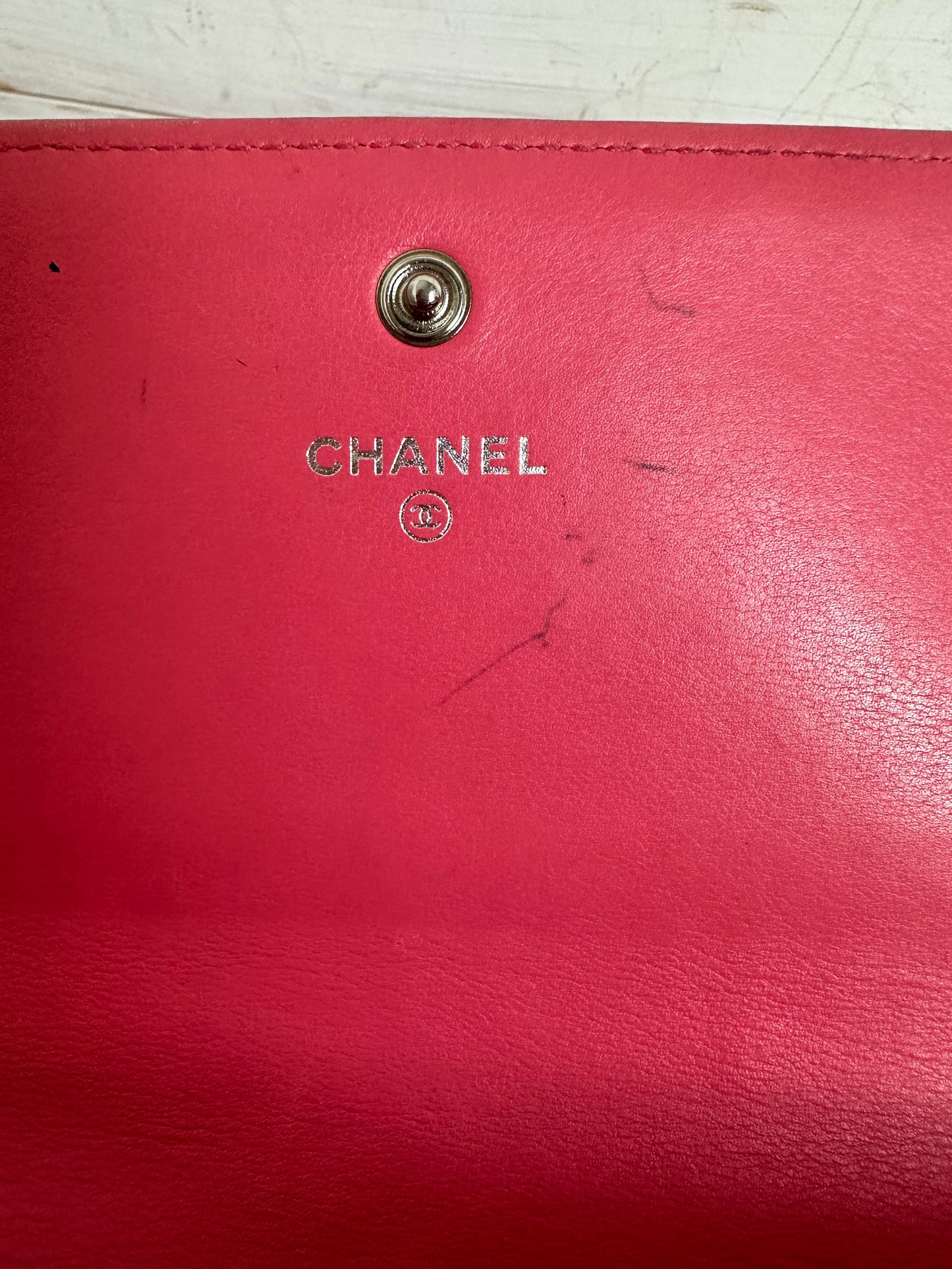 Chanel Matelasse Pink Lambskin Long Wallet Snap Closure CC
