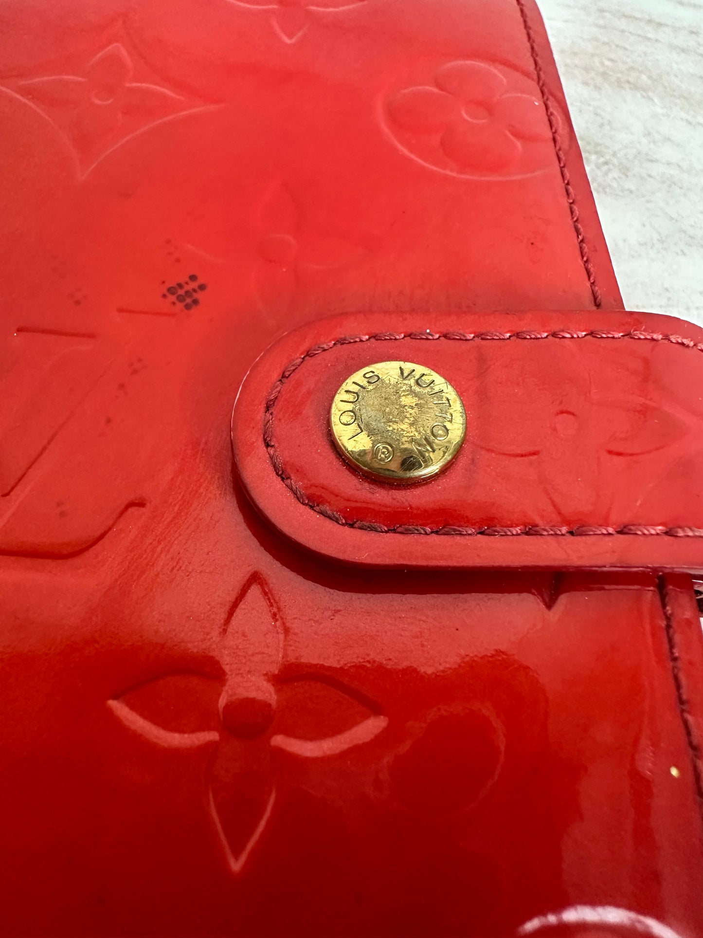 Louis Vuitton Vintage Red Vernis Agenda PM/Passport Holder