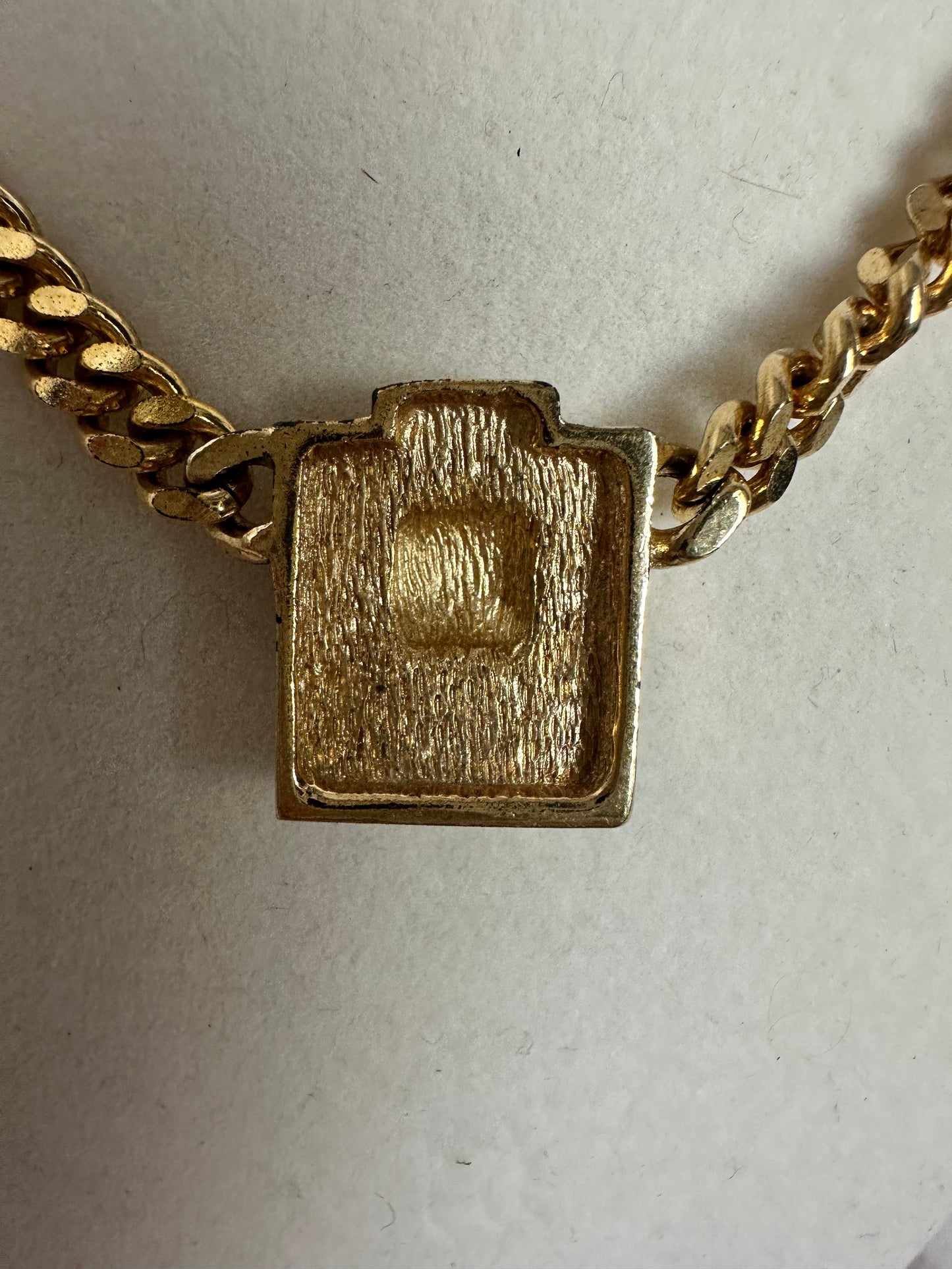 Christian Dior VINTAGE curb chain with gold plated and crystal pendant