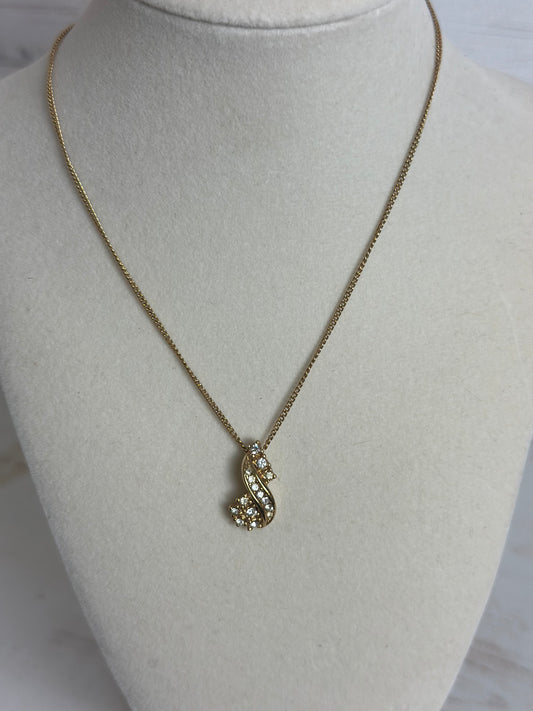 Christian Dior VINTAGE Gold Tone and Rhinestone Pendant/Necklace