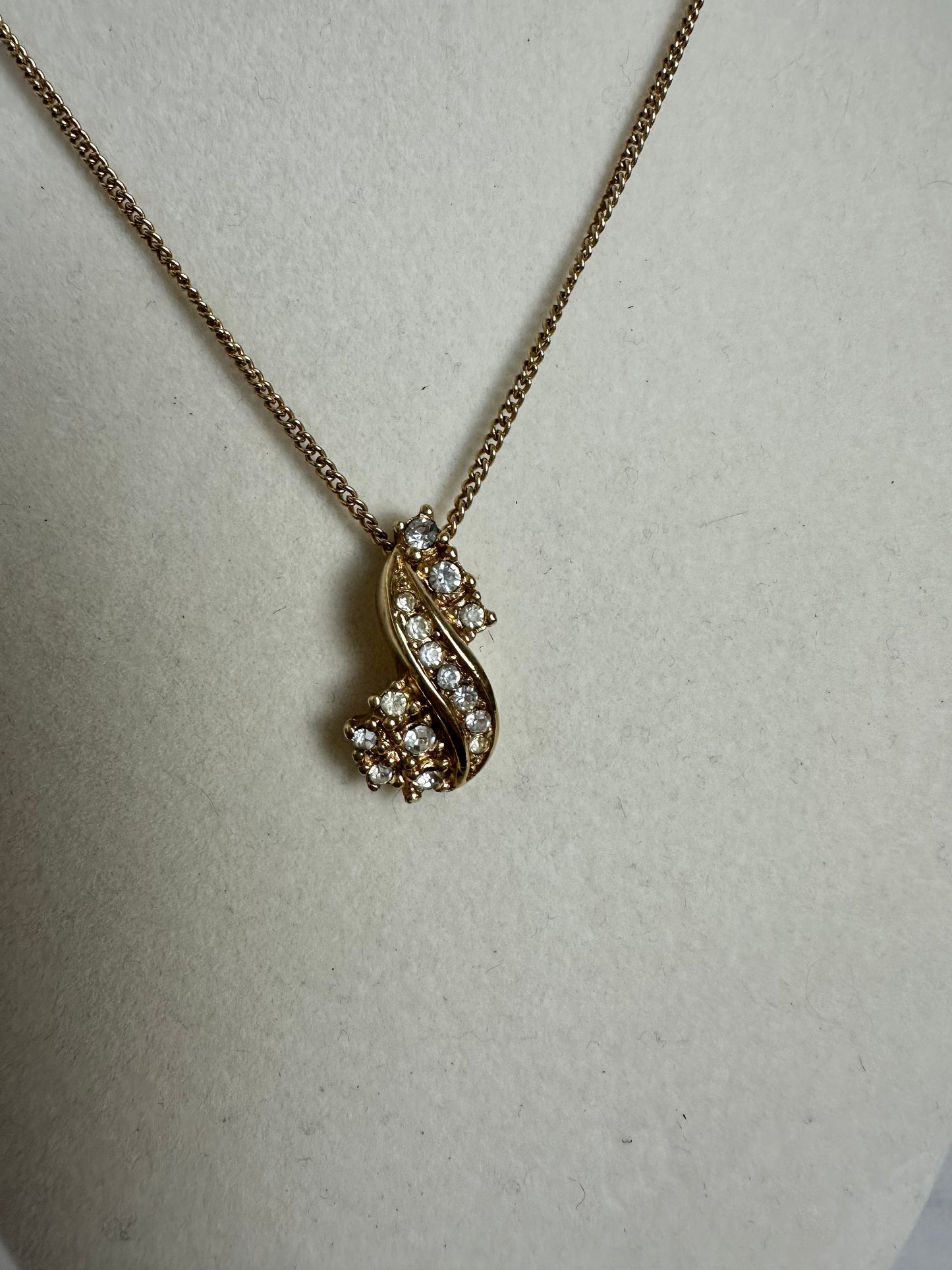 Christian Dior VINTAGE Gold Tone and Rhinestone Pendant/Necklace