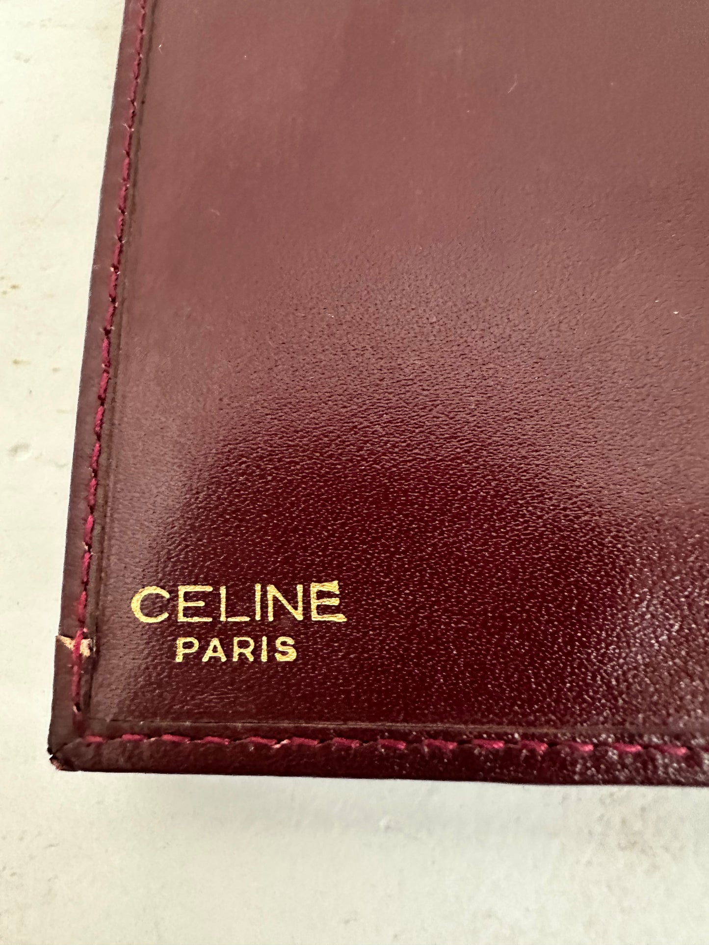 Celine Macadam Burgundy Fabric and Leather Wallet with Kiss Lock
