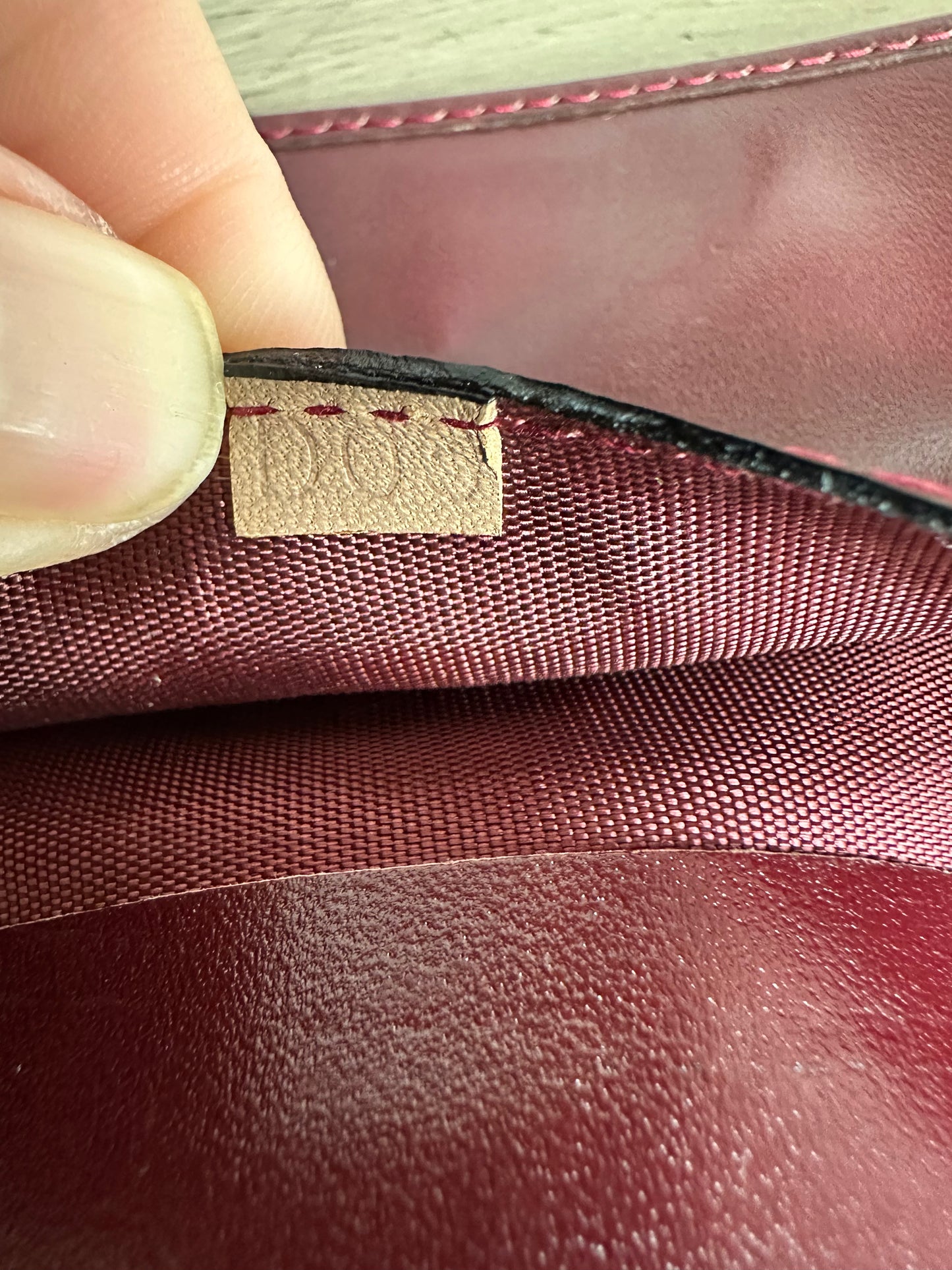 Celine Macadam Burgundy Fabric and Leather Wallet with Kiss Lock