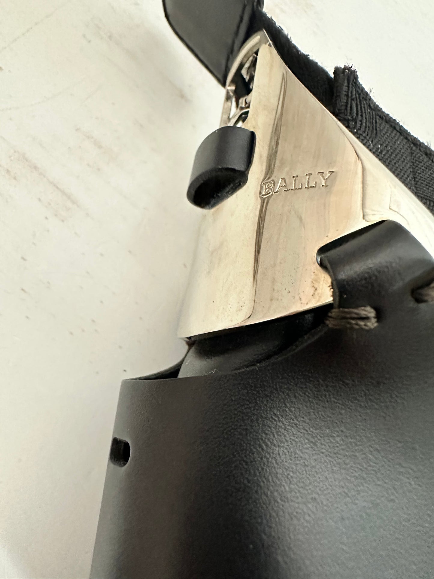 Bally Black Fabric and Leather Shoulder/Crossbody/Clutch Bag with Silver