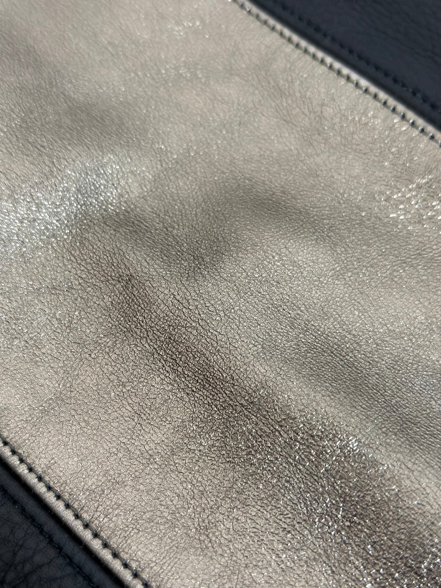 Eileen Fischer Black and Bronze Leather Tote Bag