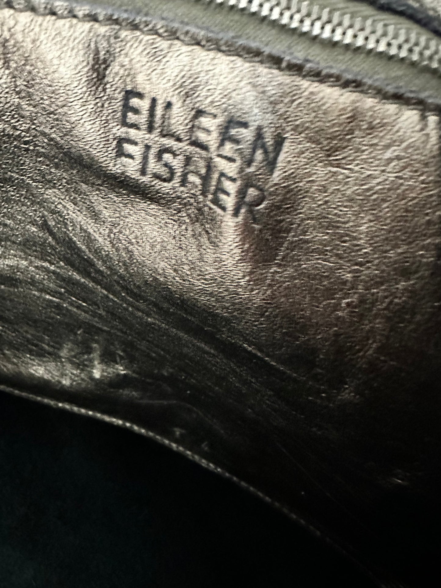 Eileen Fischer Black and Bronze Leather Tote Bag