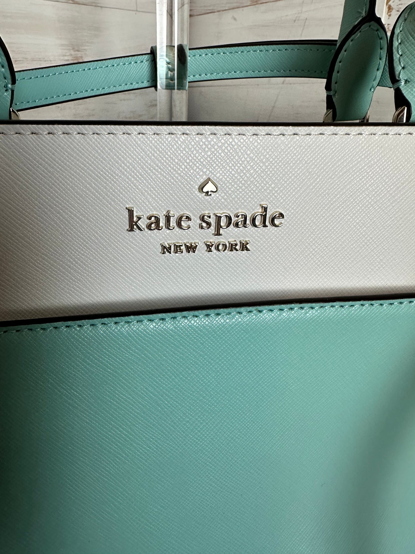 Kate Spade Staci Saffiano Tiffany Blue and White Leather Handbag/Crossbody