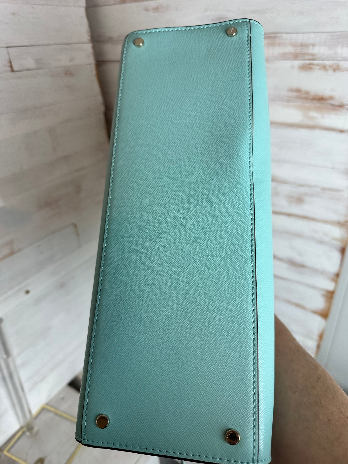 Kate Spade Staci Saffiano Tiffany Blue and White Leather Handbag/Crossbody