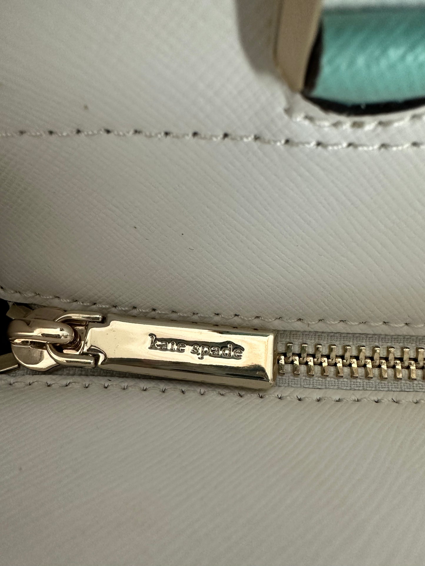 Kate Spade Staci Saffiano Tiffany Blue and White Leather Handbag/Crossbody