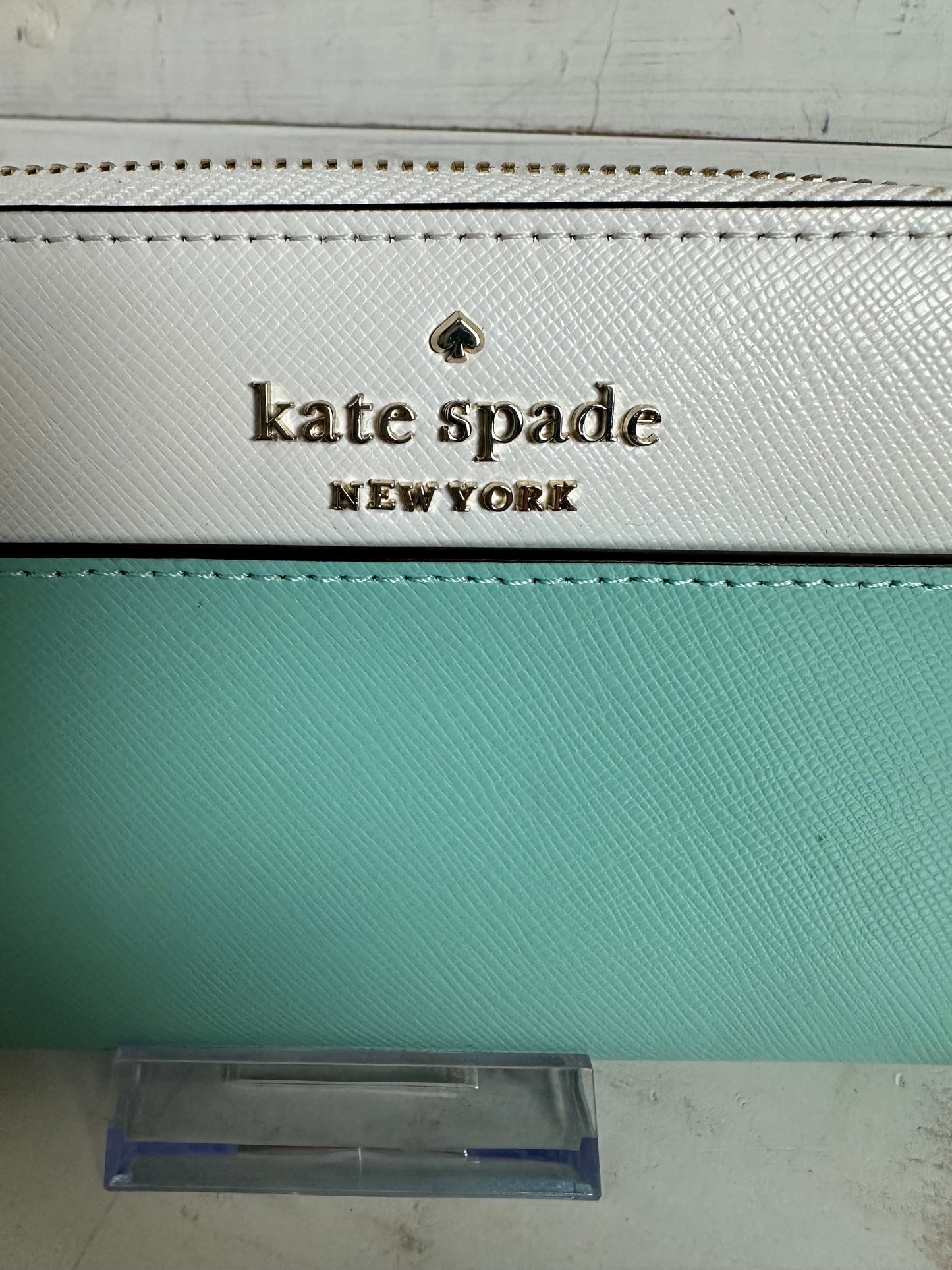 Kate Spade Saffiano Tiffany Blue and White Leather Long Wallet