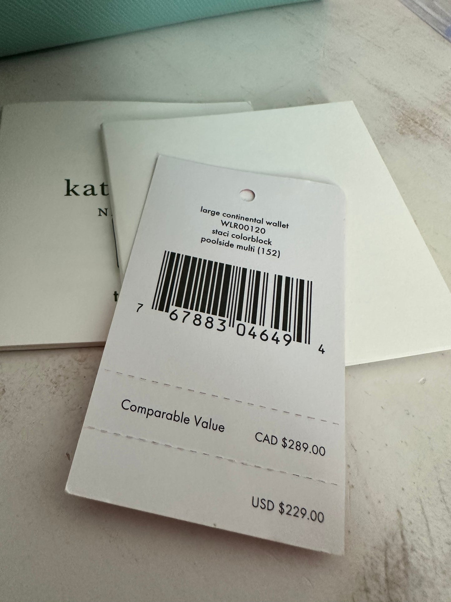Kate Spade Saffiano Tiffany Blue and White Leather Long Wallet