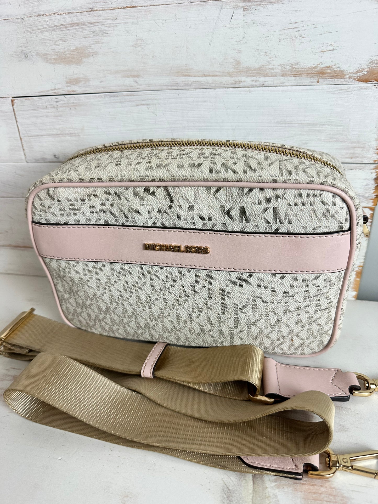 Michael Kors Kenly Crossbody Bag with Guitar Strap in Powder Blush