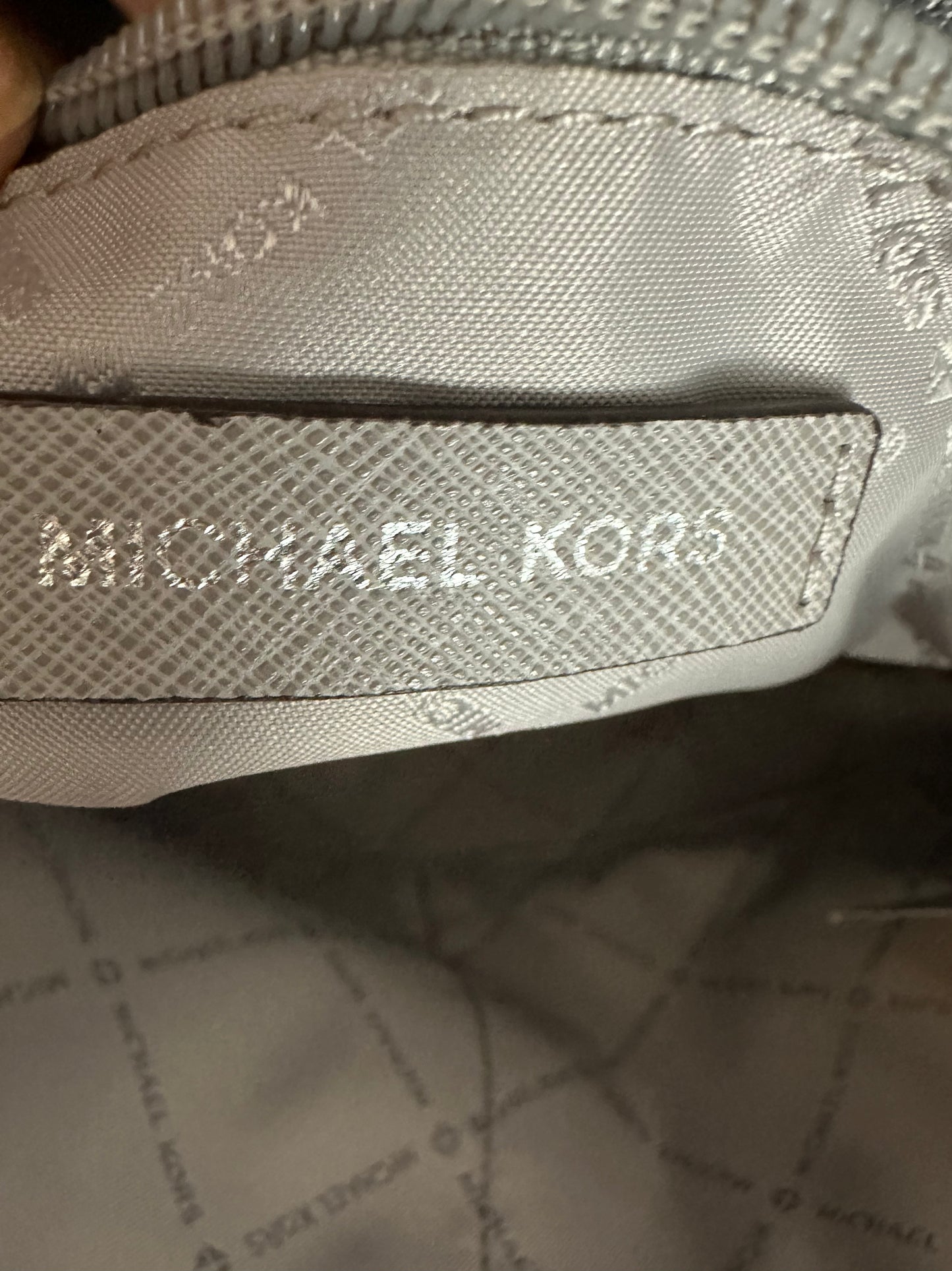 Michael Kors Ciara Pearl Grey Large Saffiano Leather Tote