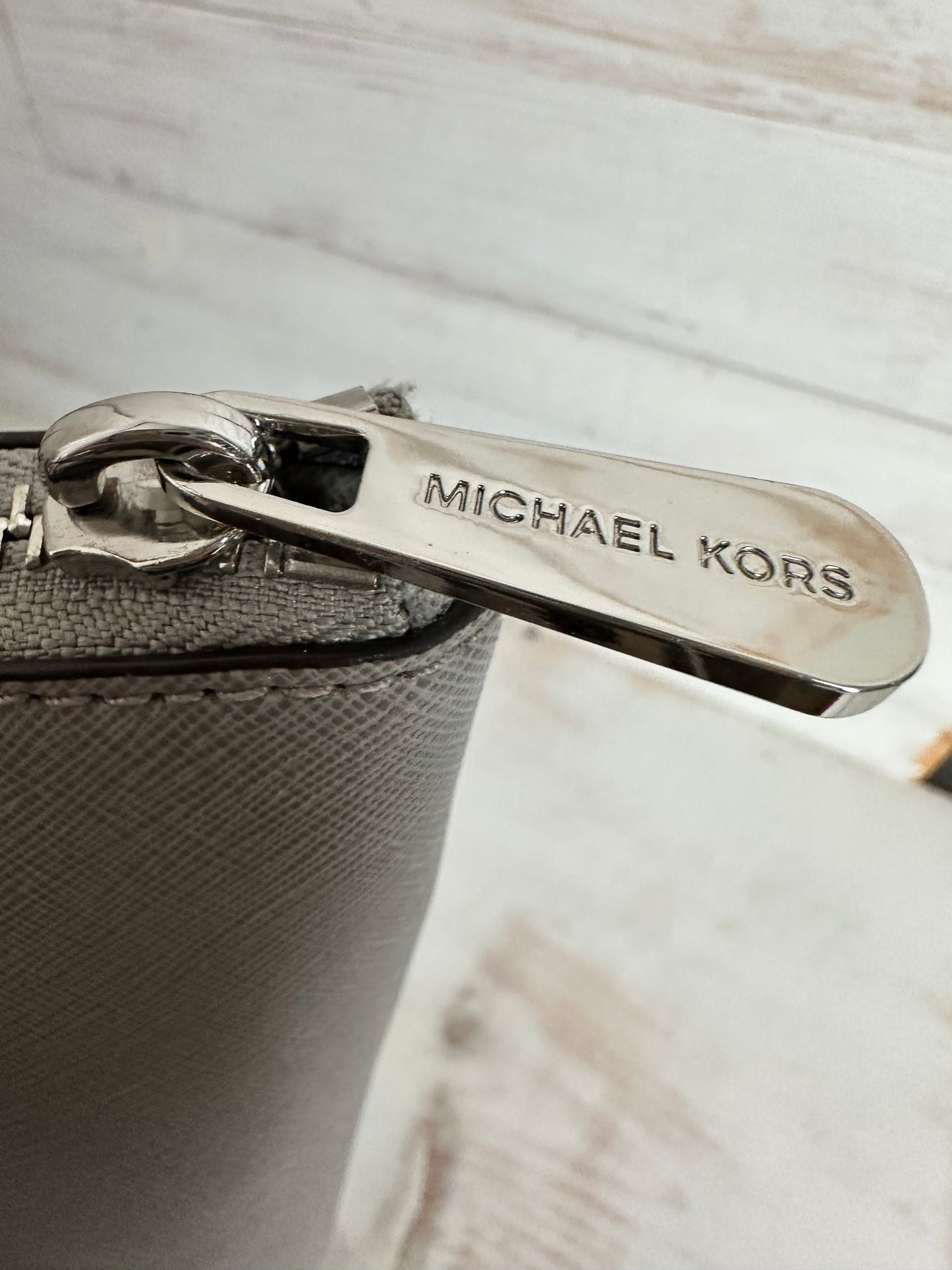 Michael Kors Ciara Pearl Grey Large Saffiano Leather Tote