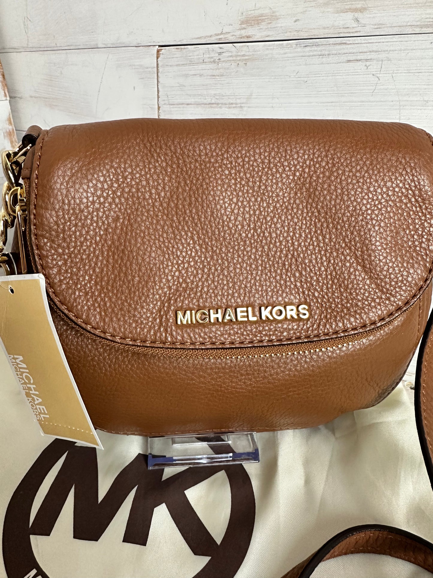 Michael Kors Bedford Flap Brown Pebbled Leather Crossbody
