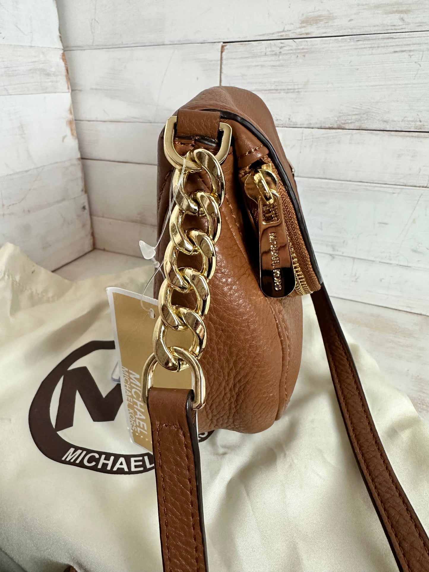 Michael Kors Bedford Flap Brown Pebbled Leather Crossbody