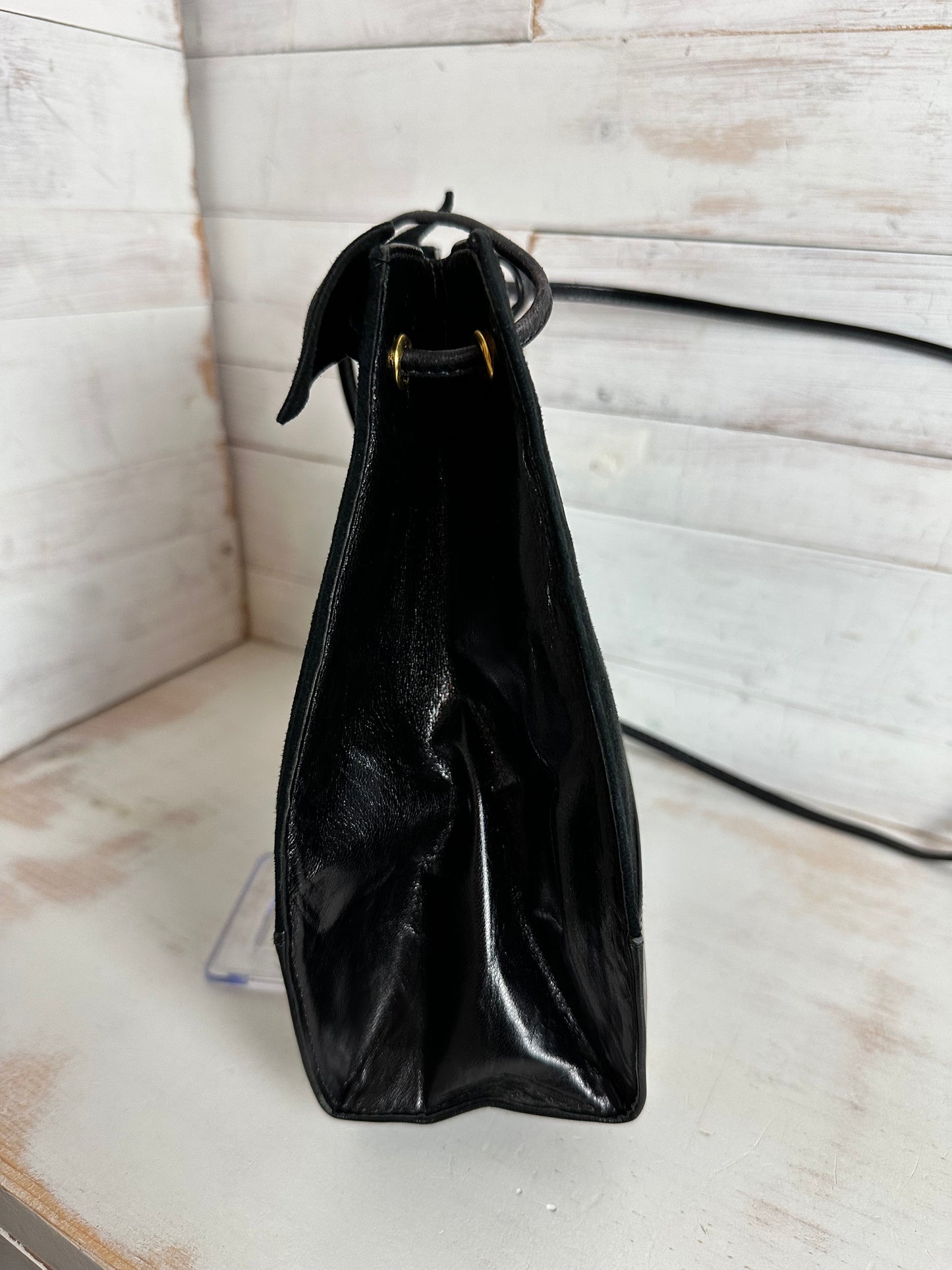Christian Dior VINTAGE Black Suede Leather Drawstring Satchel/Shoulder Bag