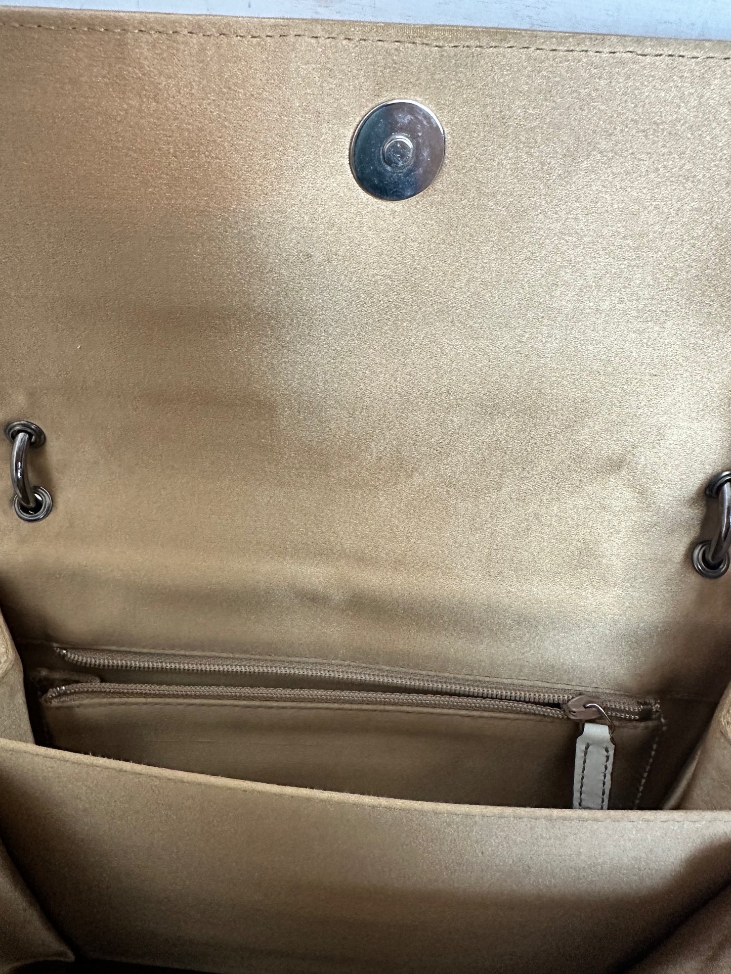 Bottega Veneta RARE VINTAGE Gold Intrecciato Satin Shoulder Bag