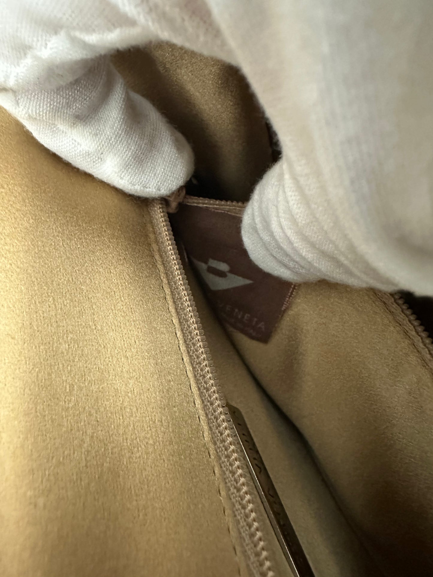 Bottega Veneta RARE VINTAGE Gold Intrecciato Satin Shoulder Bag