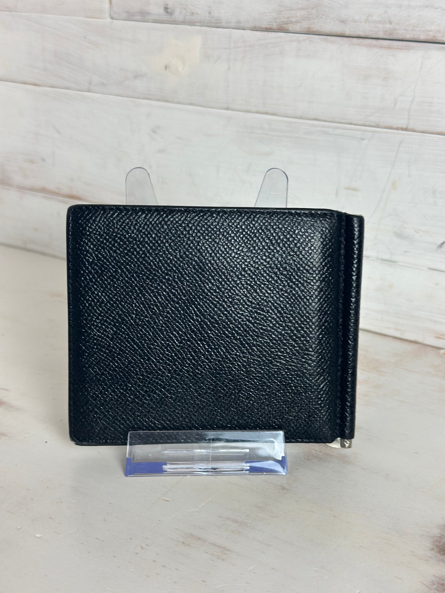 GIVENCHY Bifold Money Clip/Card Holder Black Leather