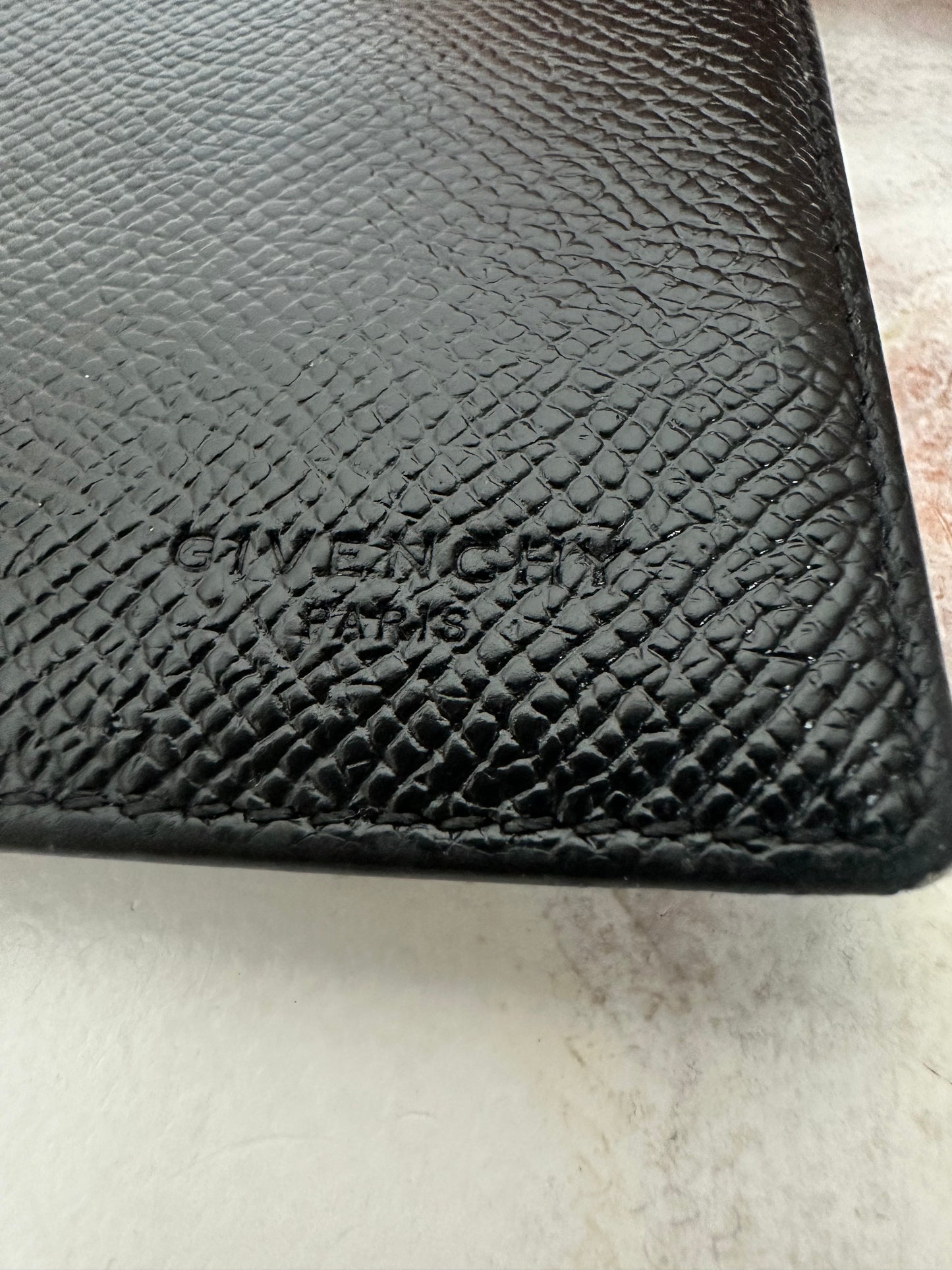 GIVENCHY Bifold Money Clip/Card Holder Black Leather