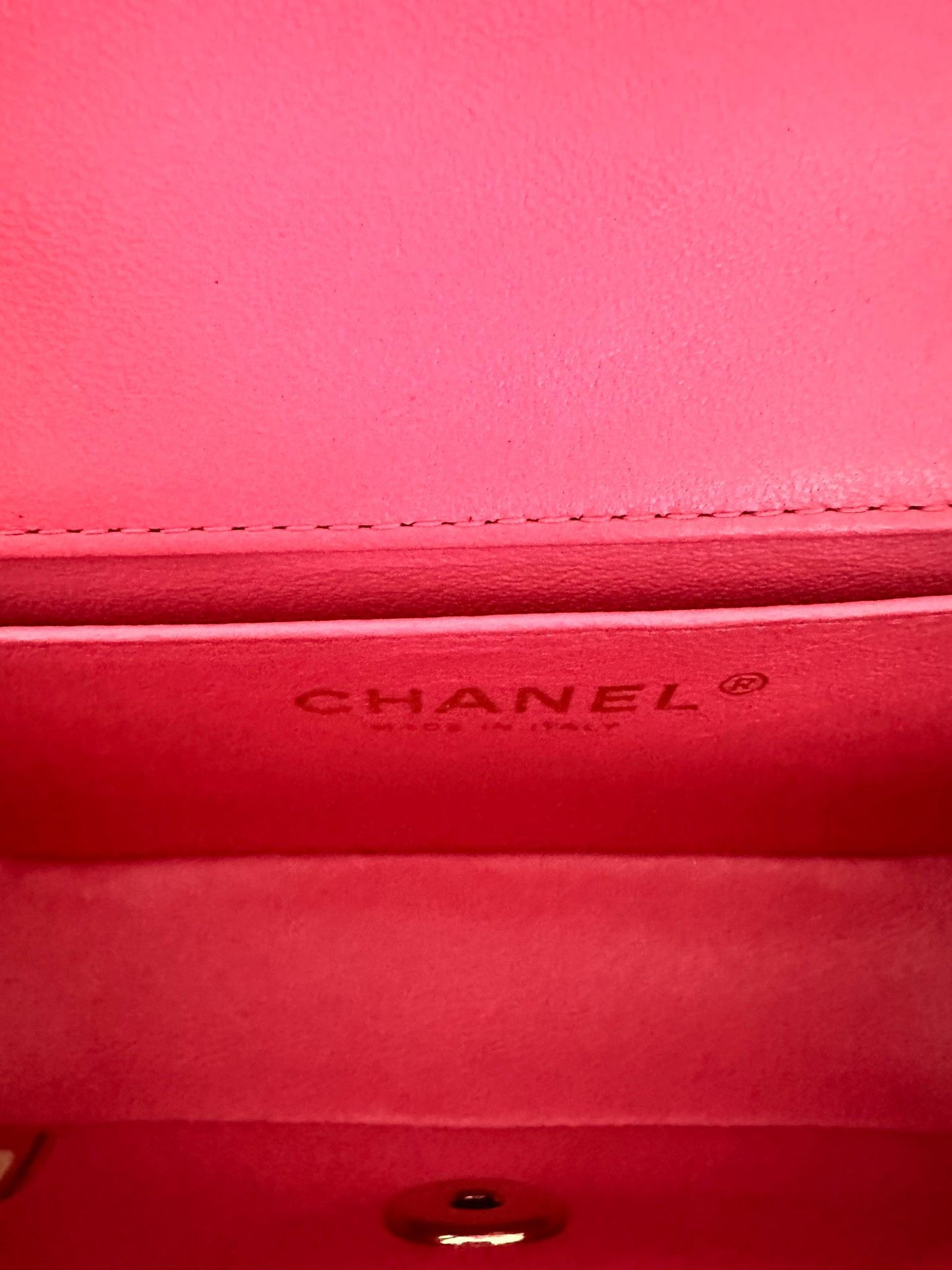Chanel Pink Lambskin Extra Mini “V” Victory Bag