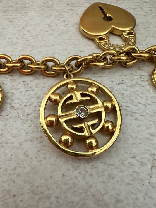 RARE Givenchy Gold Plated Charm Bracelet