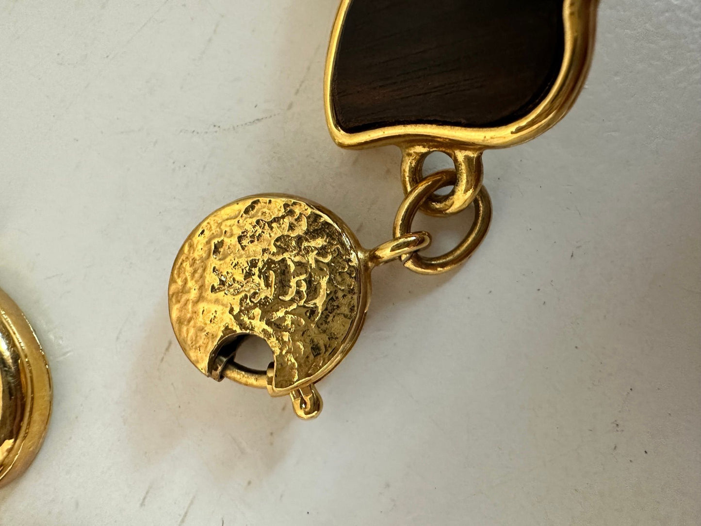RARE YSL Golden Ebony Wood Heart Necklace and Bracelet