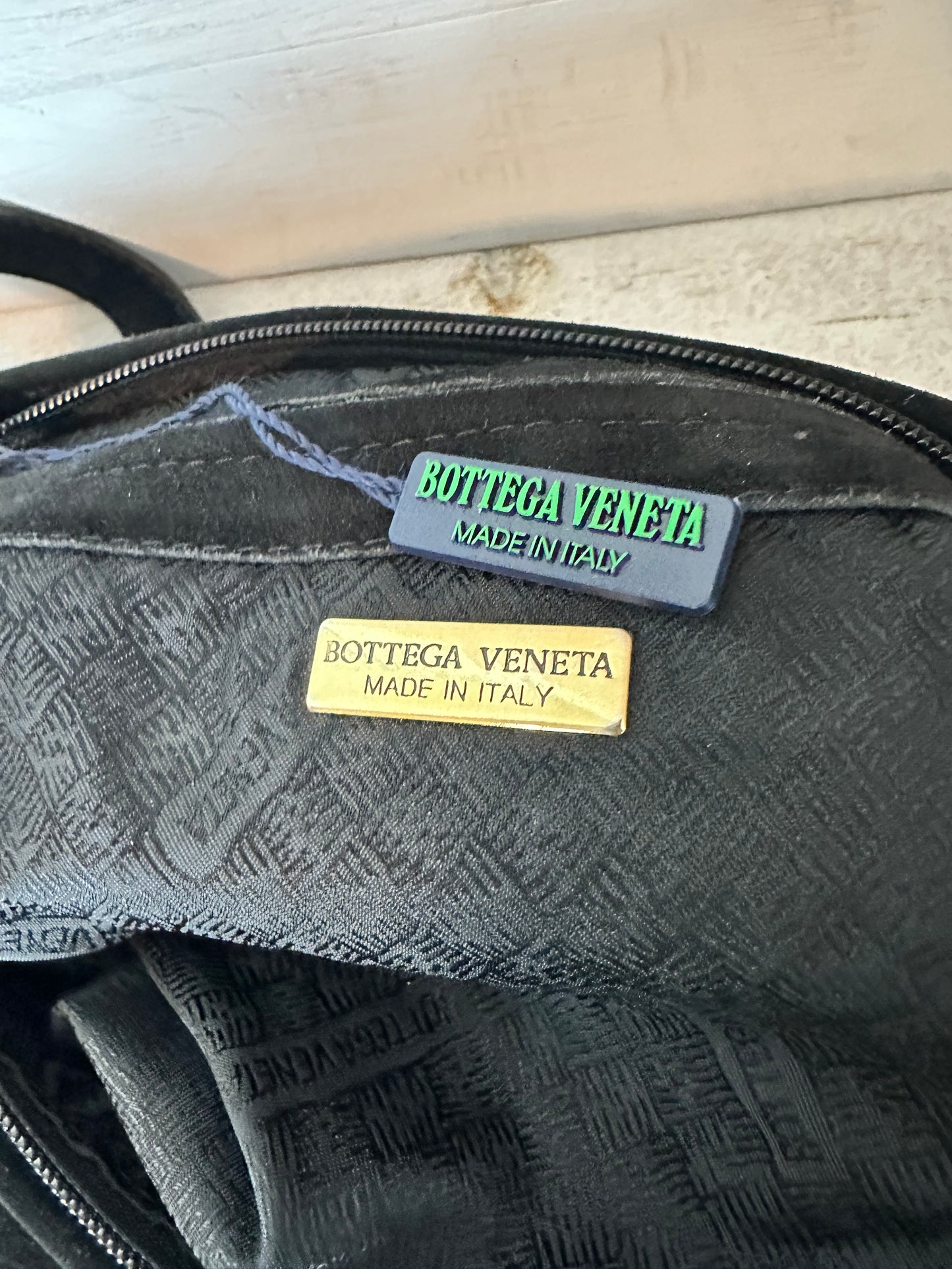 Bottega Veneta Nappa Intrecciato Black Suede Shoulder/Crossbody Bag