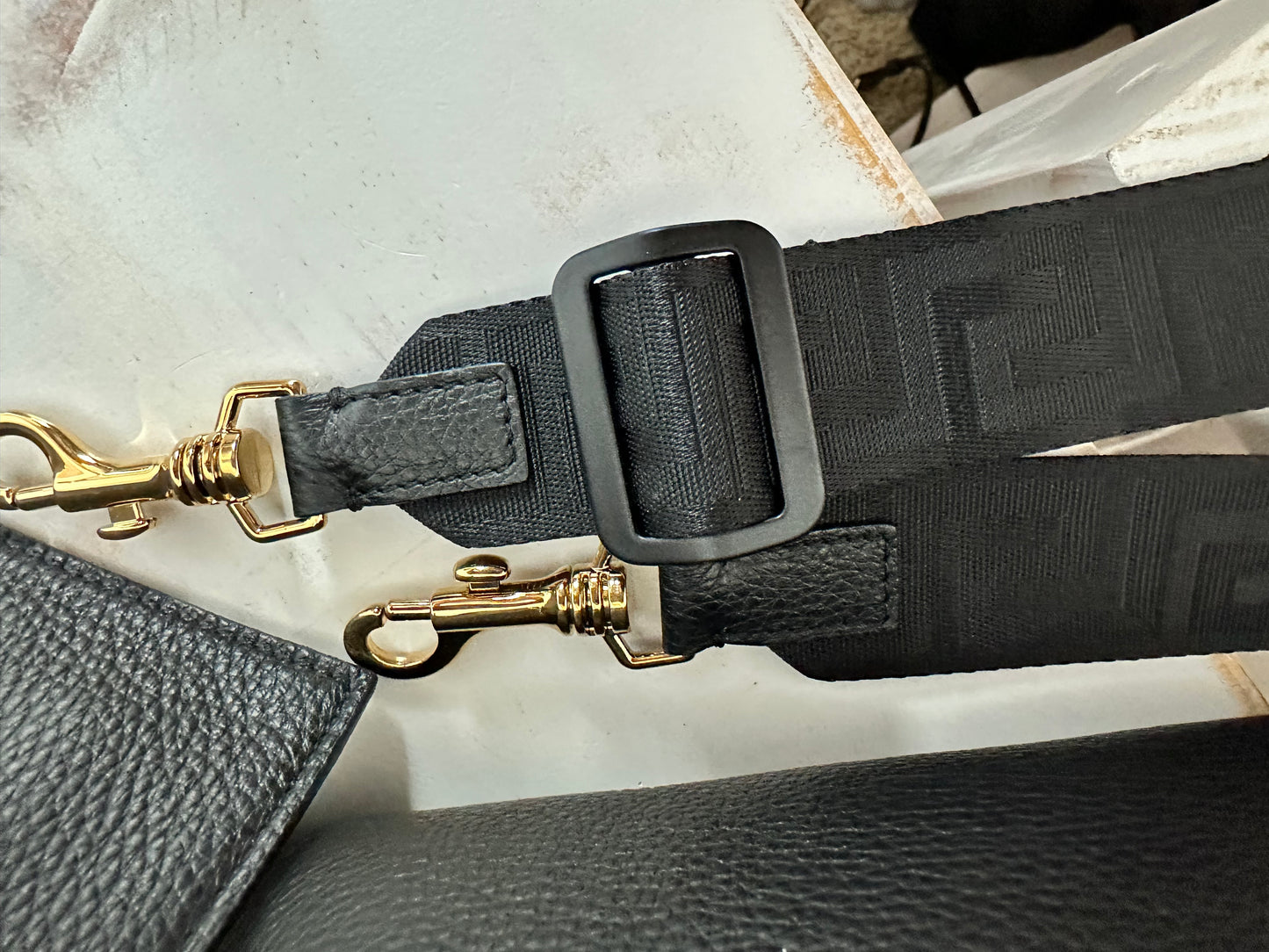 Versace New Black Leather Tote Bag with second bag
