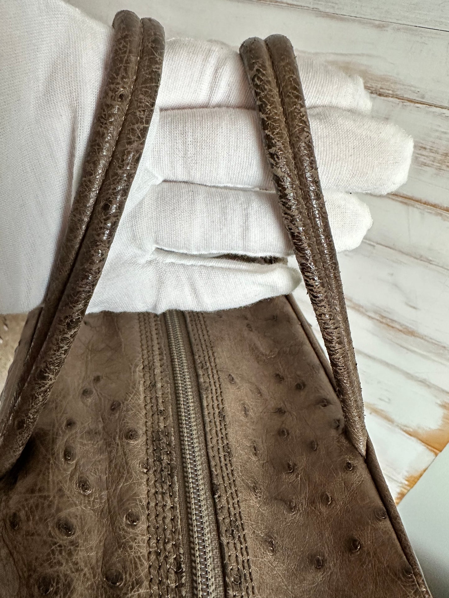 Loewe Top Handle EXOTIC Ostrich Skin Taupe