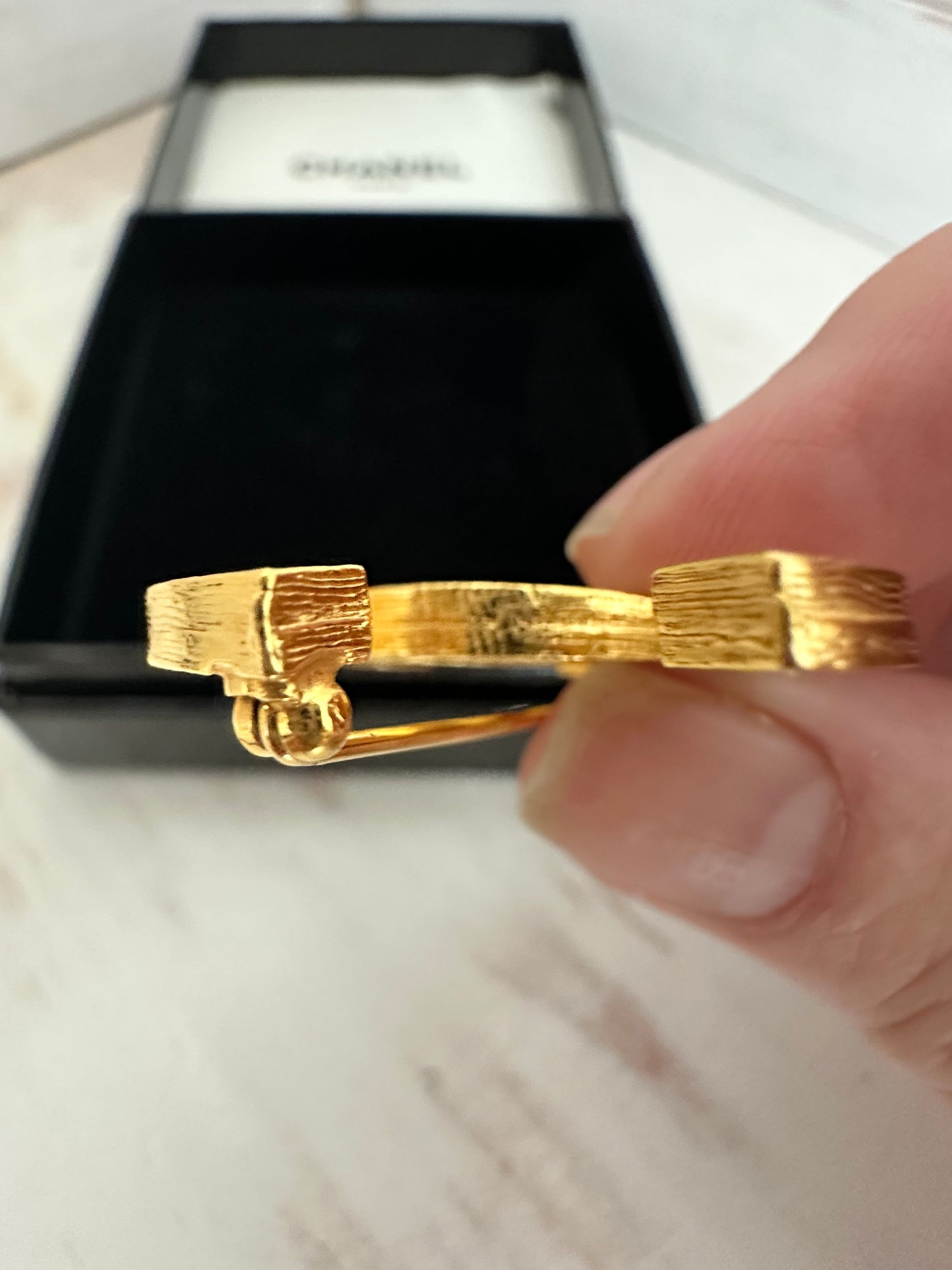 Chanel CC Logo Double Row Rhinestone Gold Tone Brooch