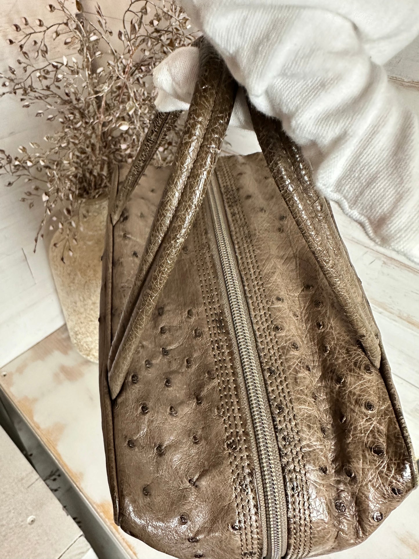 Loewe Top Handle EXOTIC Ostrich Skin Taupe