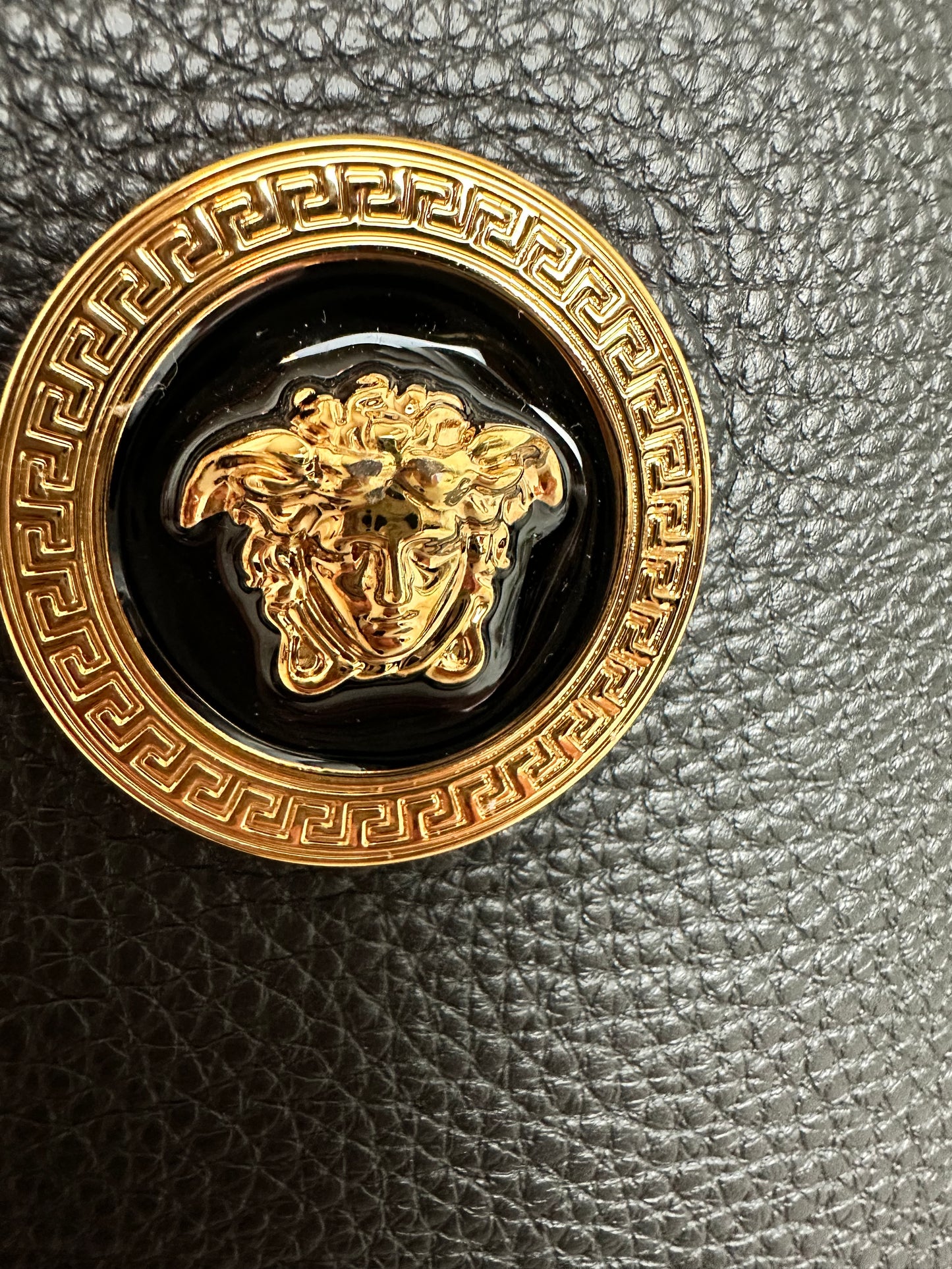 Versace New Black Leather Tote Bag with second bag