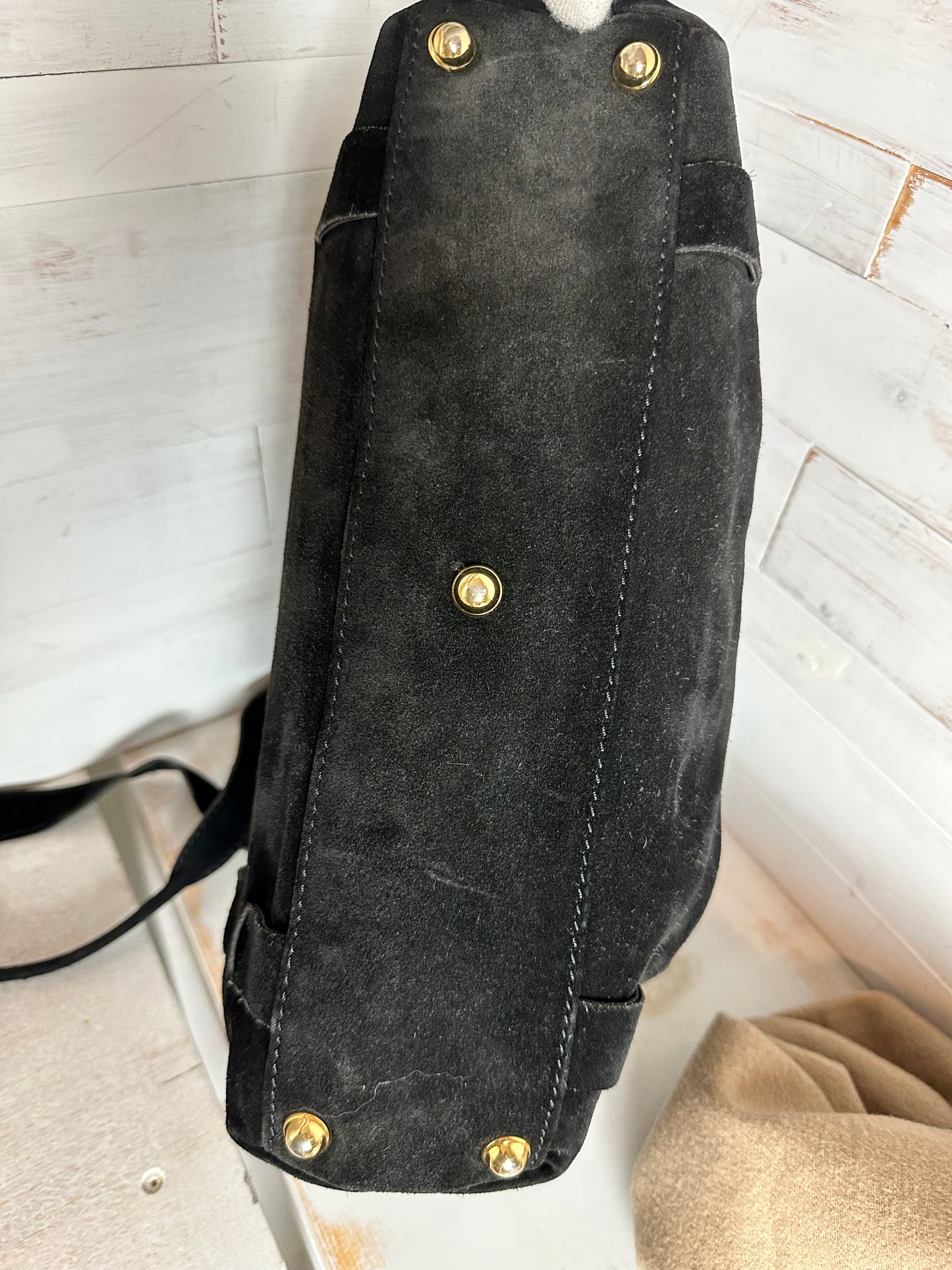 Bottega Veneta Nappa Intrecciato Black Suede Shoulder/Crossbody Bag