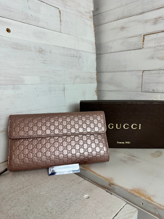 Gucci Metallic Pink Microguccissima Leather Continental Wallet