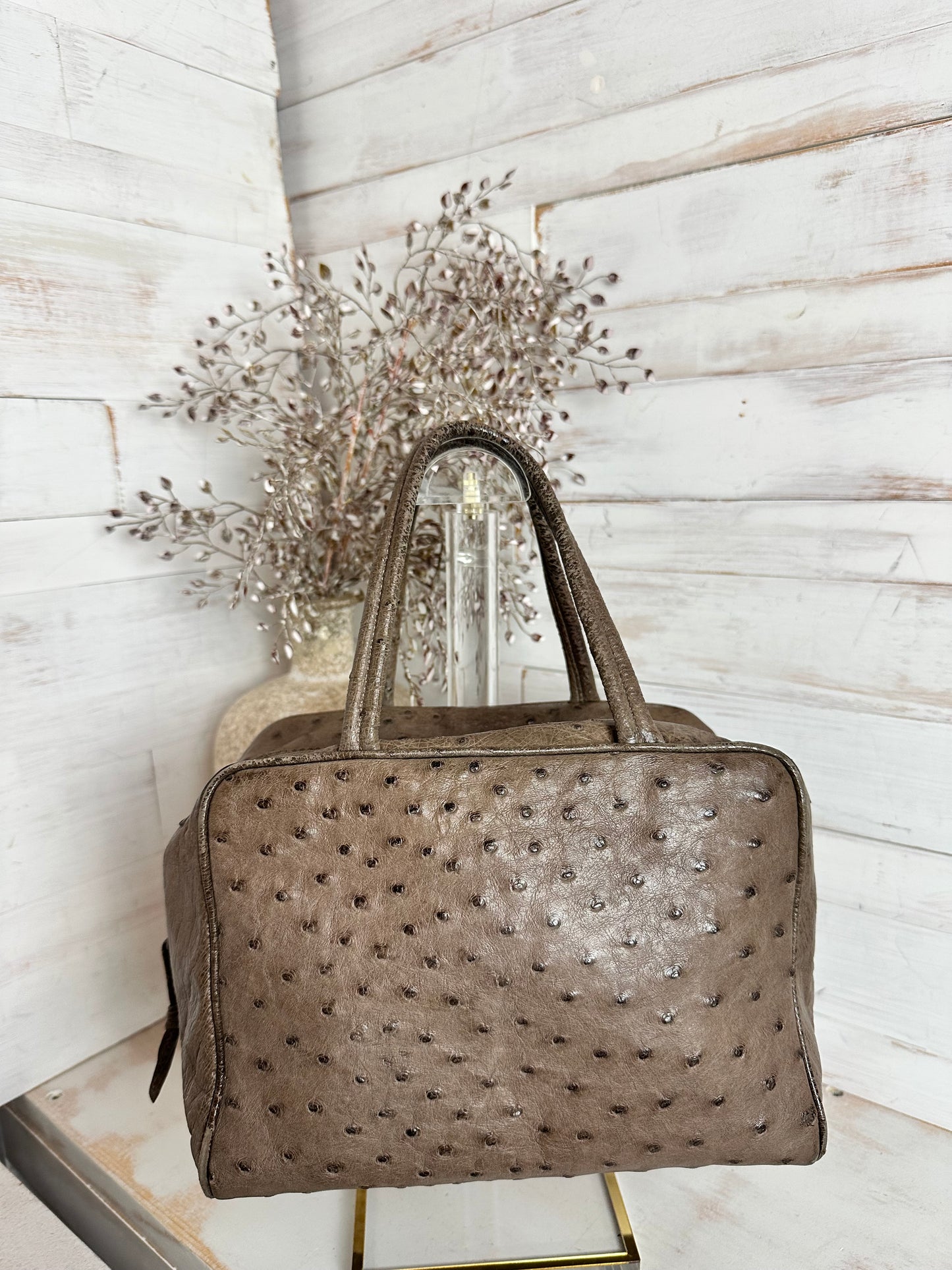 Loewe Top Handle EXOTIC Ostrich Skin Taupe