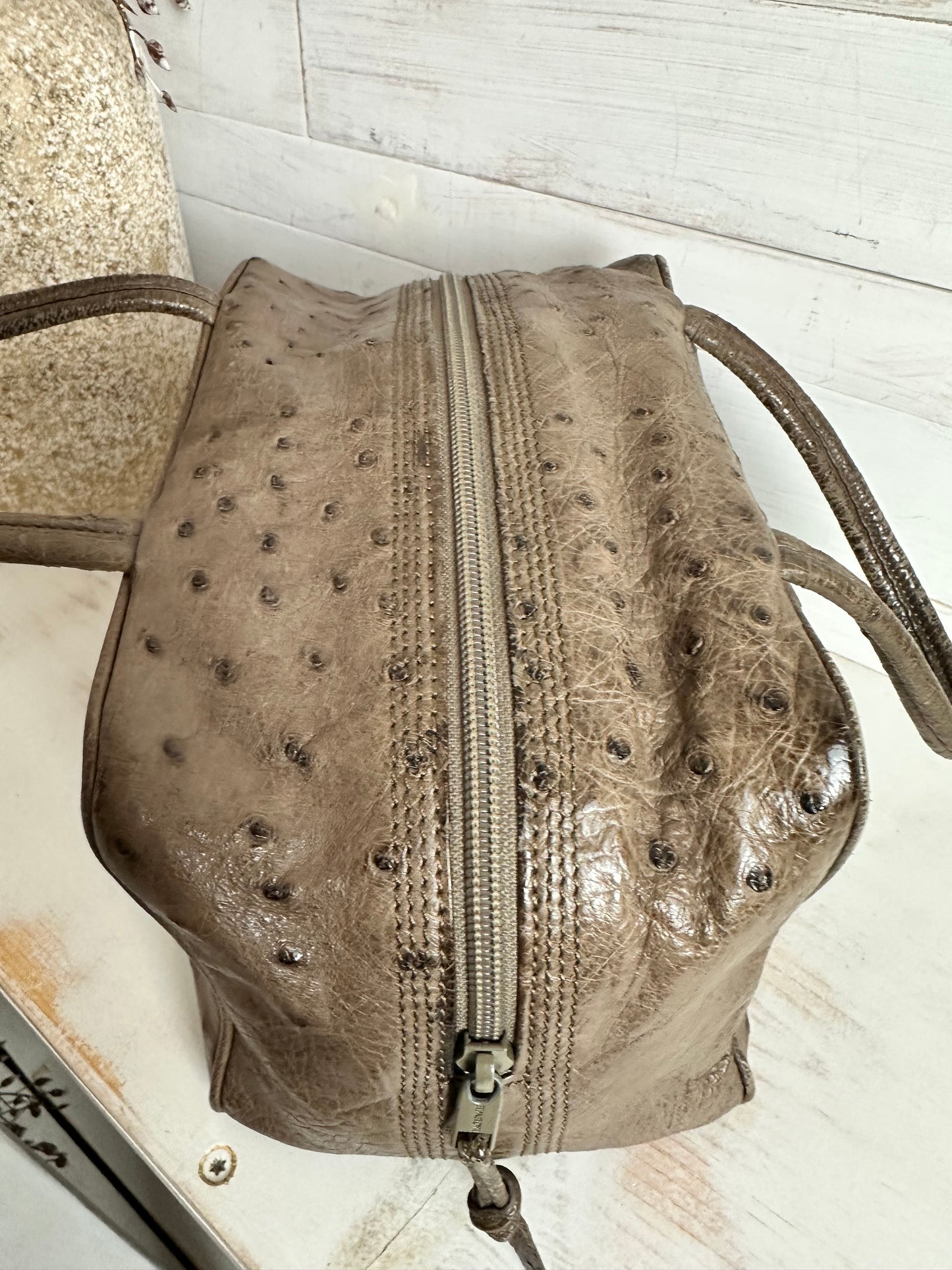 Loewe Top Handle EXOTIC Ostrich Skin Taupe