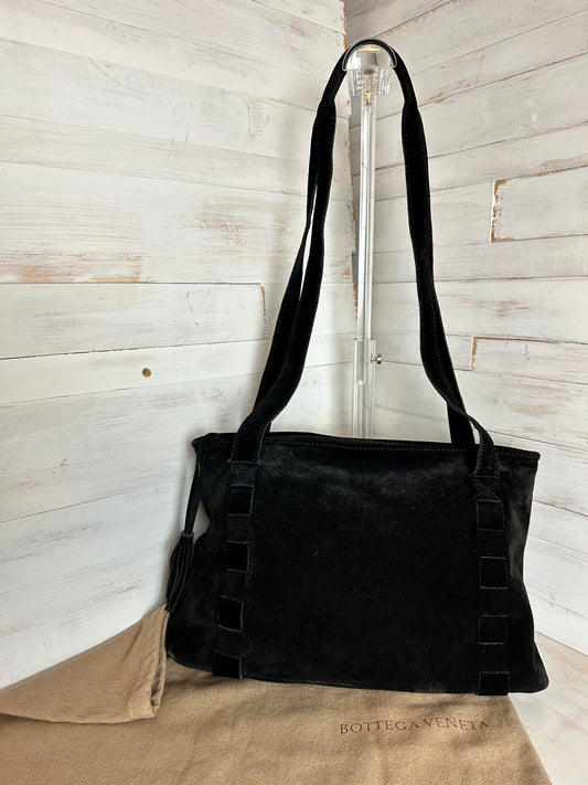 Bottega Veneta Nappa Intrecciato Black Suede Shoulder/Crossbody Bag
